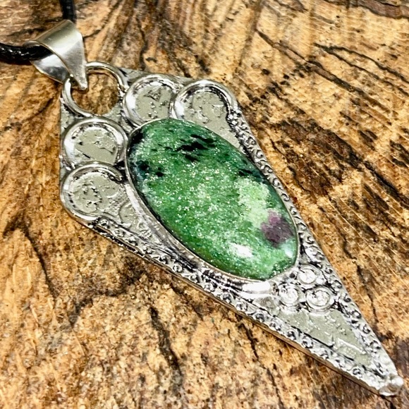 Ruby Zoisite Pendant 2 1/4” - Picture 7 of 8